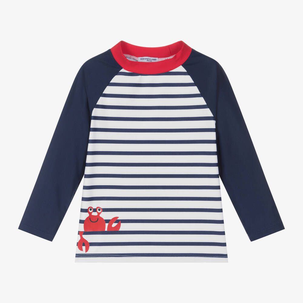 Week-end à la mer-توب واقي من الشمس لون كحلي وأبيض (UPF50+) | Childrensalon Outlet