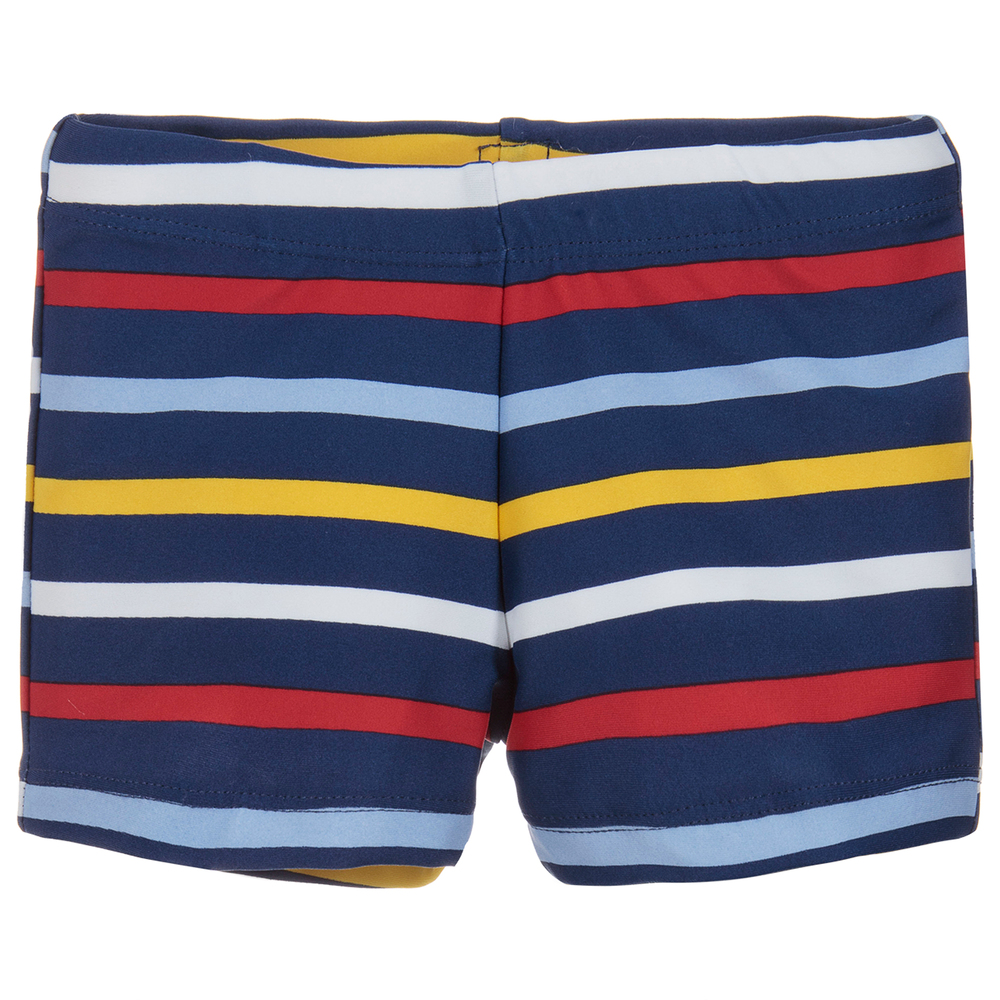 Week-end à la mer - Boys Blue Stripe Swim Shorts | Childrensalon