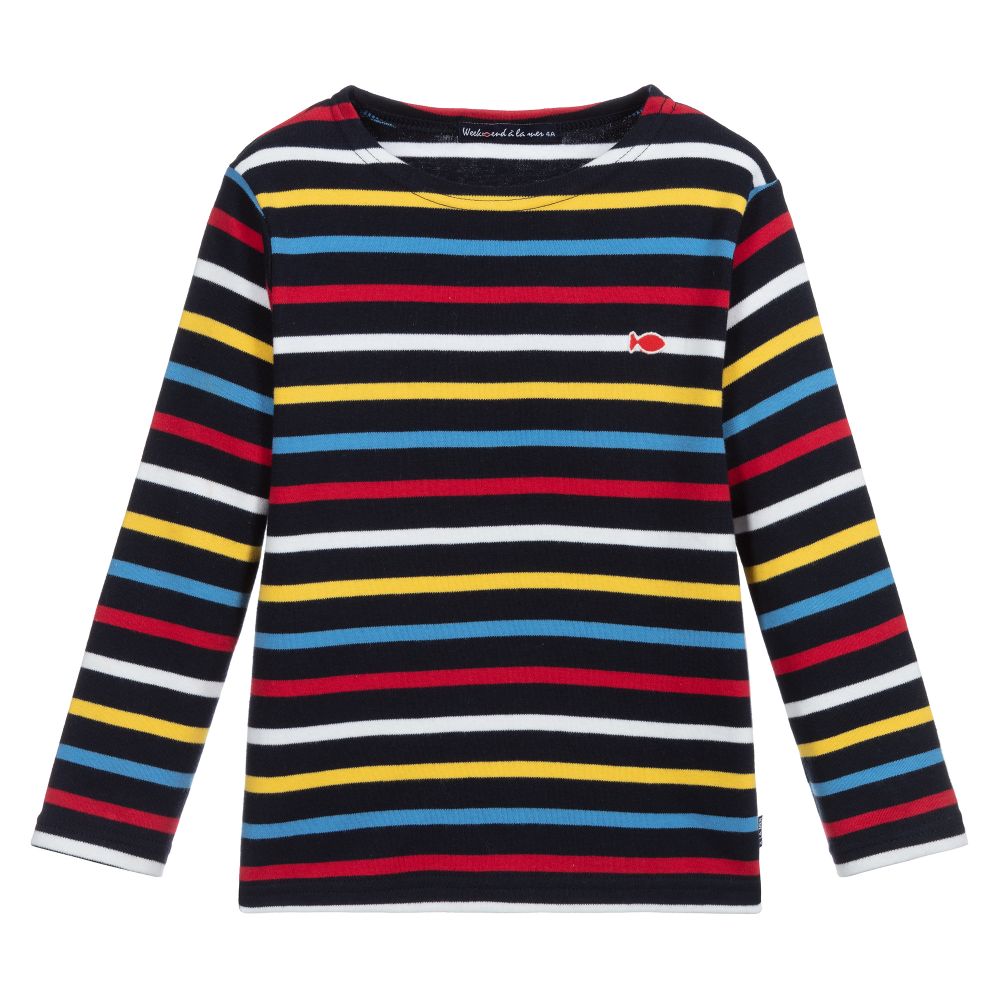 Week-end à la mer-Синий хлопковый топ в полоску для мальчиков | Childrensalon Outlet