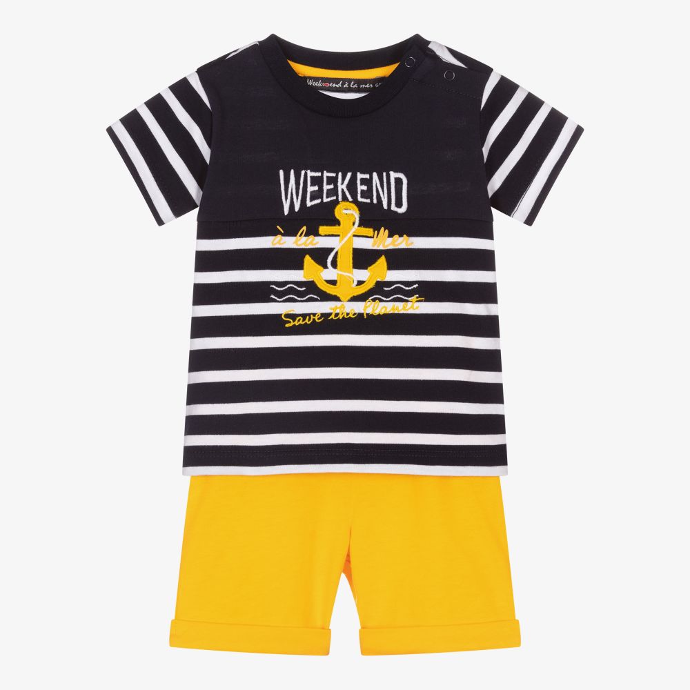 Week-end à la mer - Ens. short bleu/jaune Garçon  | Childrensalon