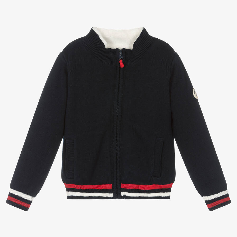 Week end a la mer Boys Blue Zip Up Cardigan Childrensalon Outlet