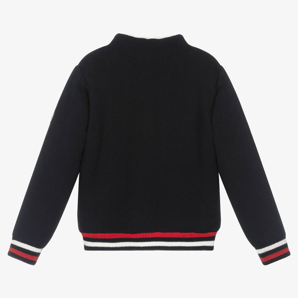 Week-end à la mer-كارديغان بسحّاب قطن محبوك لون كحلي للأولاد | Childrensalon Outlet