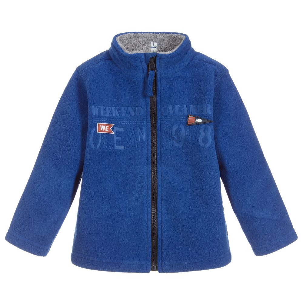 Week-end à la mer - Boys Blue Zip-Up Fleece Top | Childrensalon