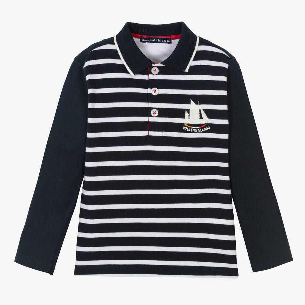 Week-end à la mer - Boys Breton Stripe Polo Top | Childrensalon