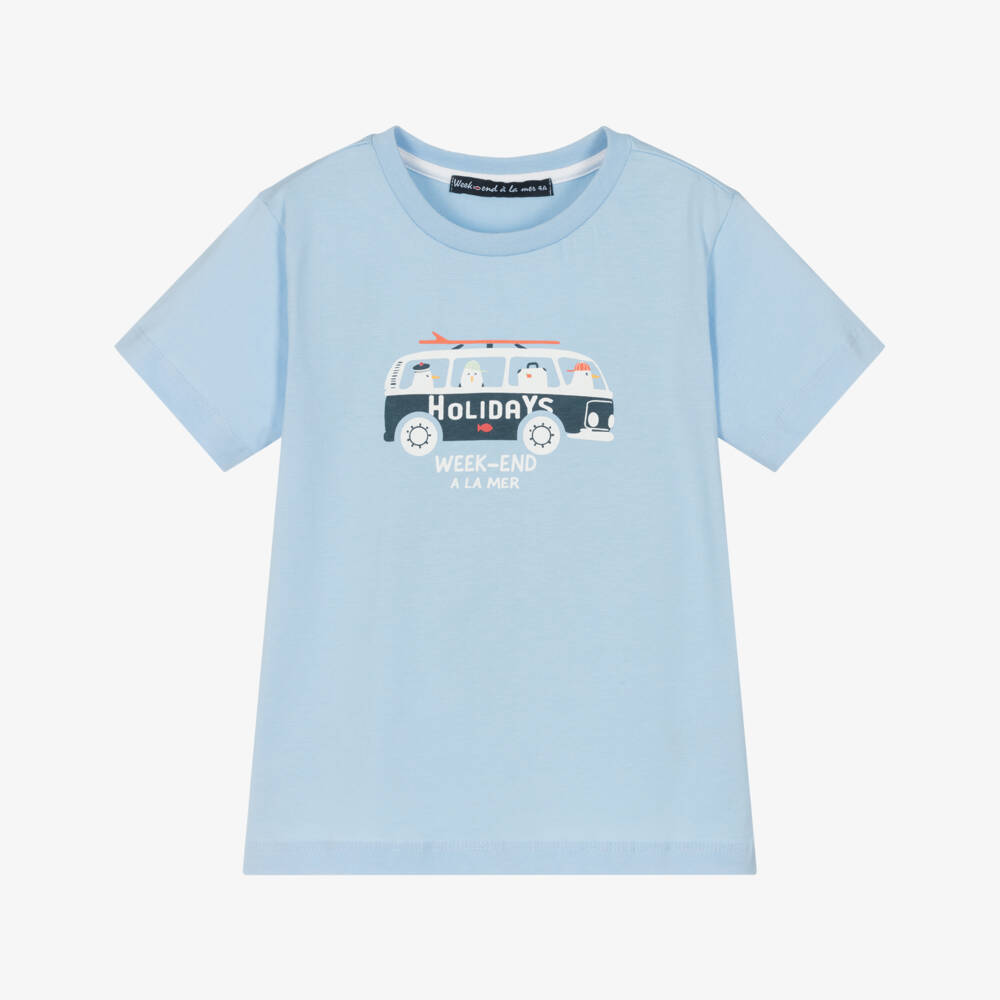 Week-end à la mer-تي شيرت للأولاد بطبعة كامبر، أزرق | Childrensalon Outlet