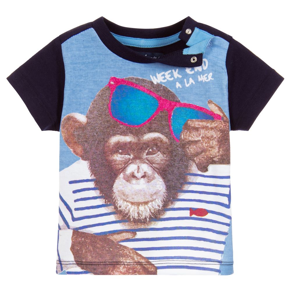 Week-end à la mer-Boys Cotton Monkey T-Shirt | Childrensalon Outlet