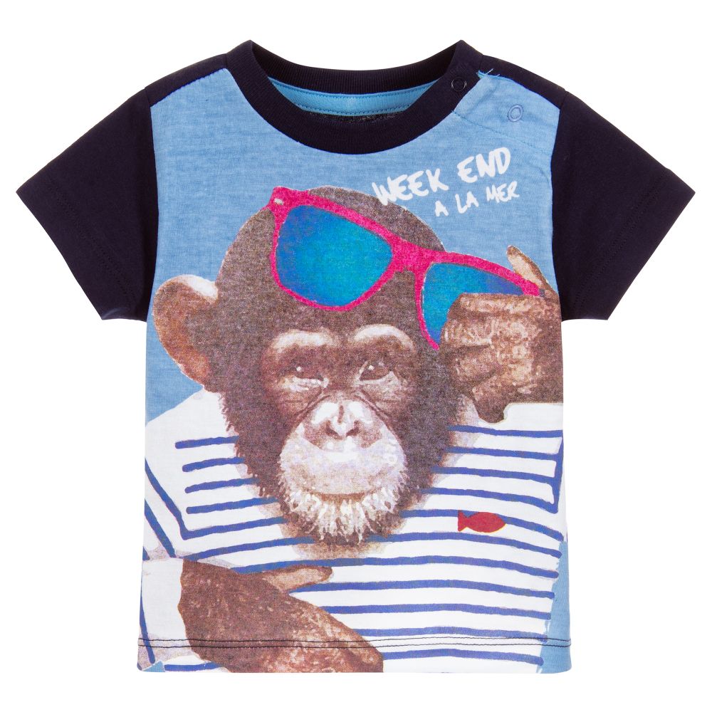Week-end à la mer - Boys Cotton Monkey T-Shirt | Childrensalon