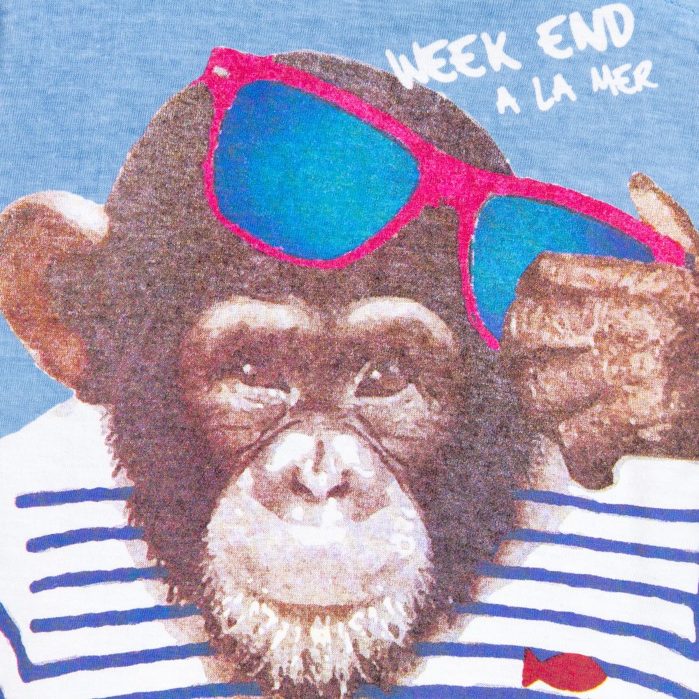 Week-end à la mer-Boys Cotton Monkey T-Shirt | Childrensalon Outlet