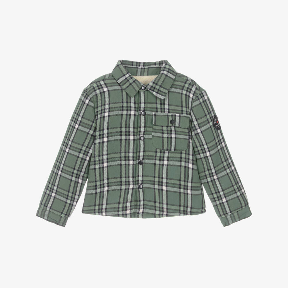 Week-end à la mer-Boys Green Check Shacket | Childrensalon Outlet