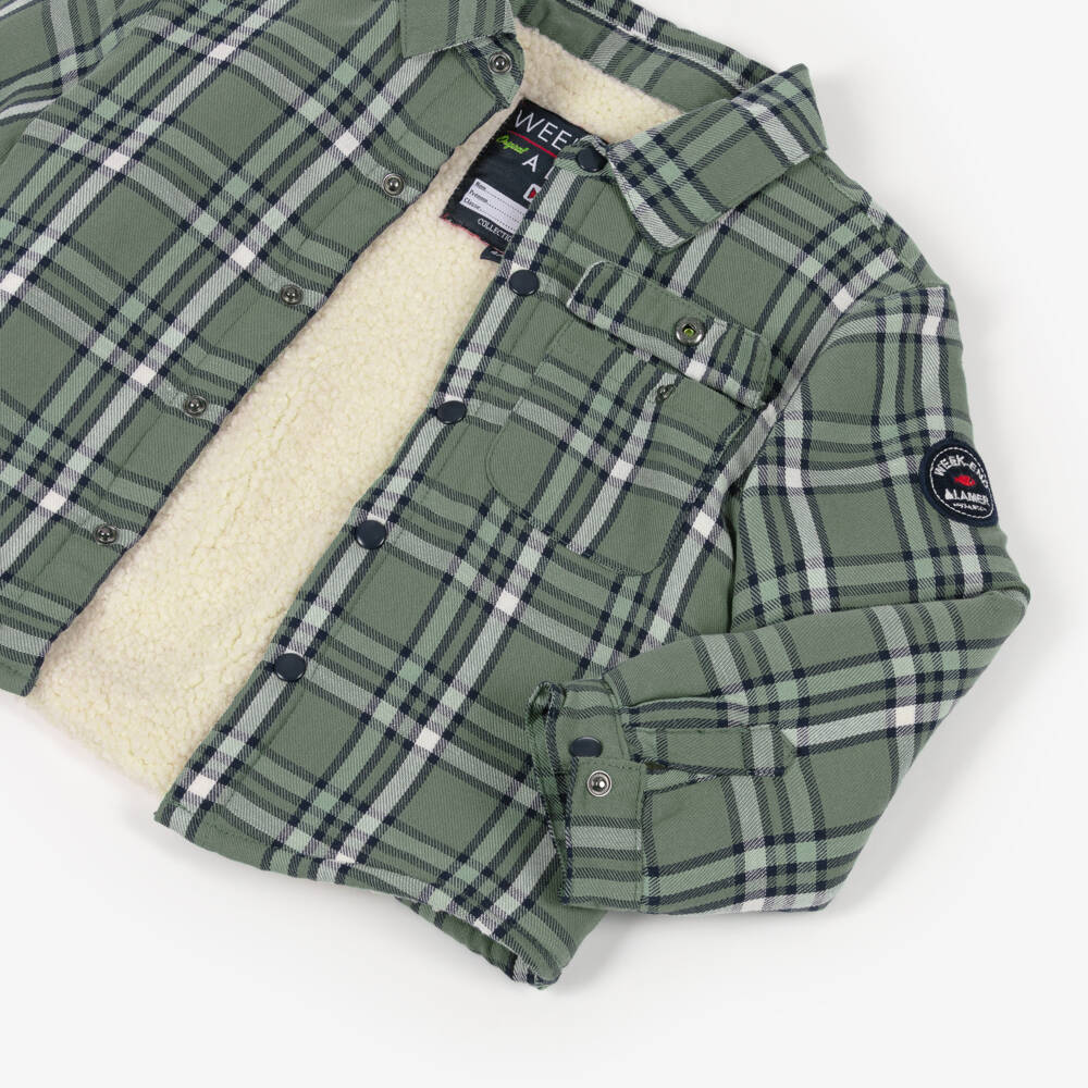 Week-end à la mer-Рубашка-жакет в клетку зеленая для мальчиков | Childrensalon Outlet