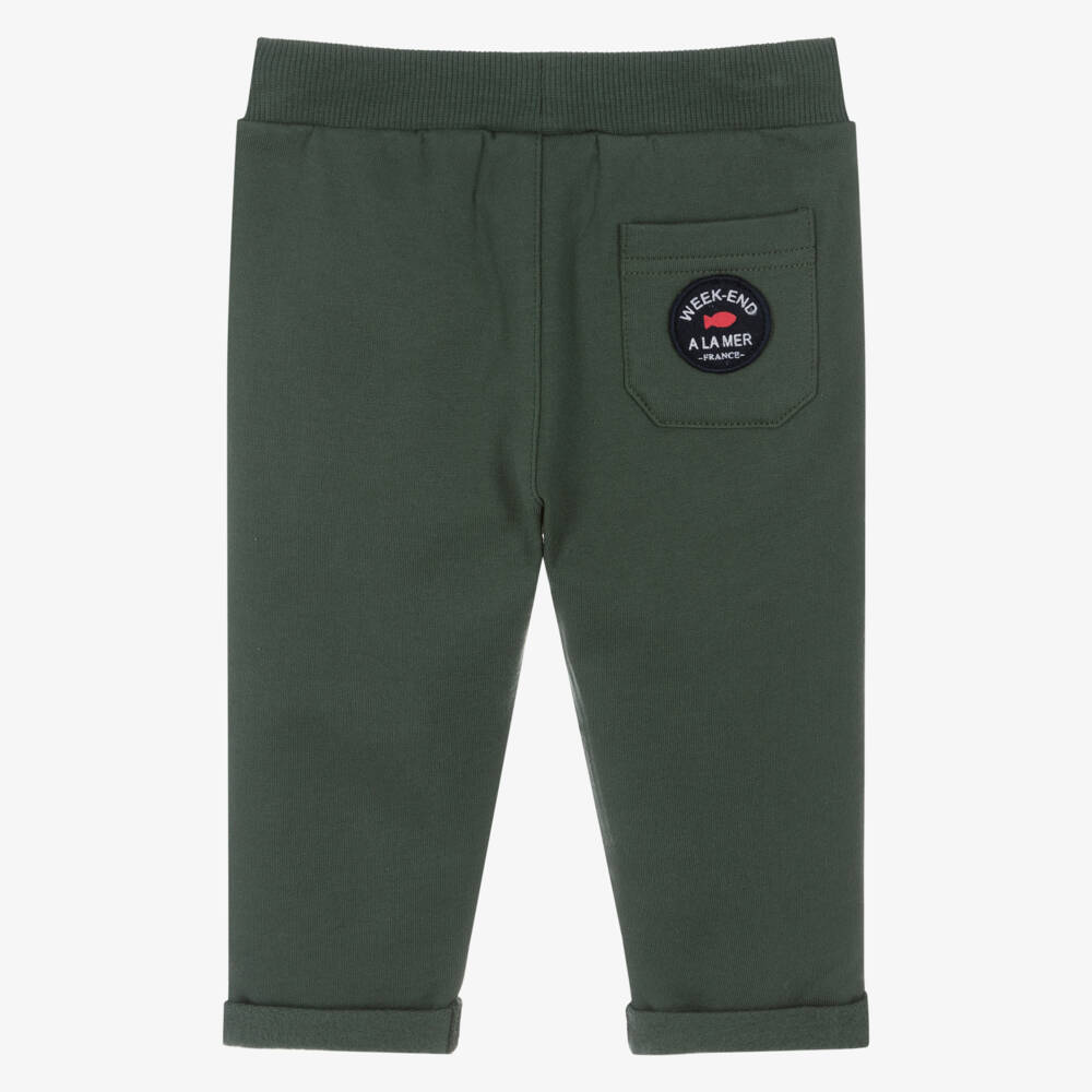 Week-end à la mer-Boys Green Cotton Jersey Joggers | Childrensalon Outlet