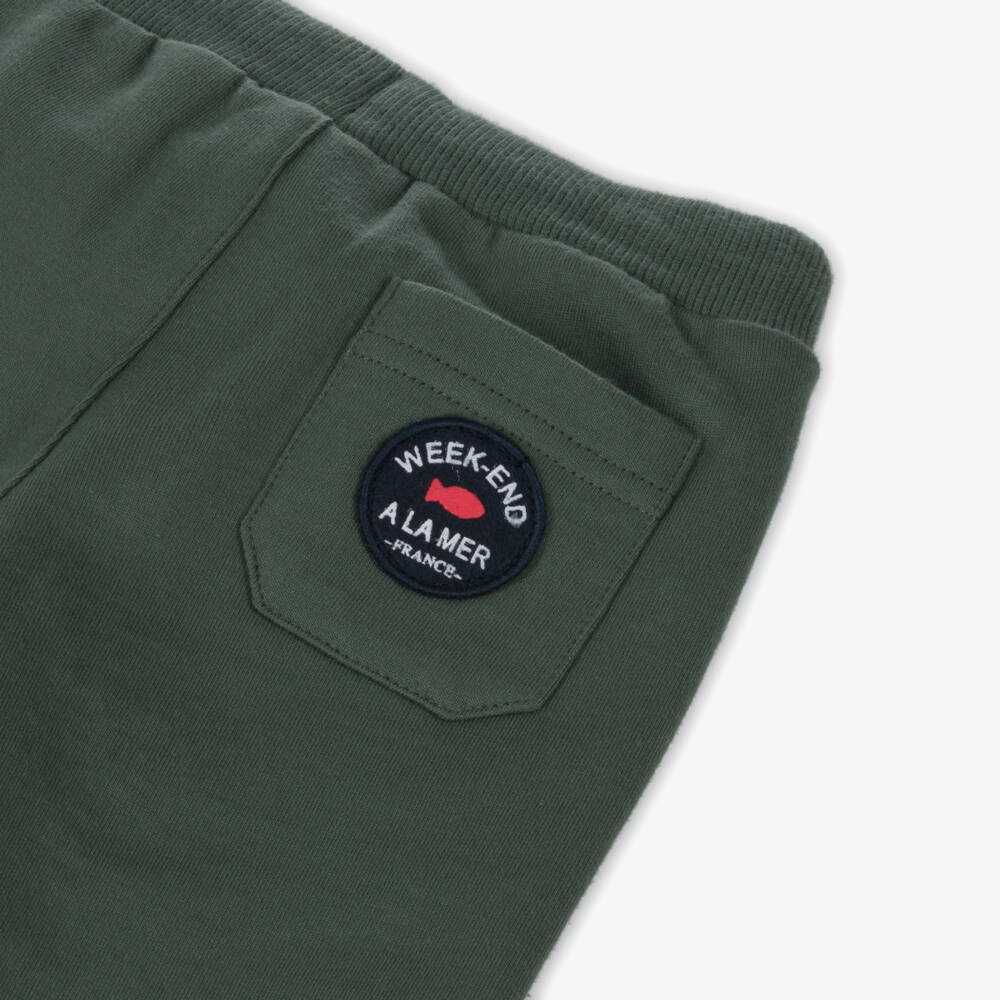 Week-end à la mer-Boys Green Cotton Jersey Joggers | Childrensalon Outlet