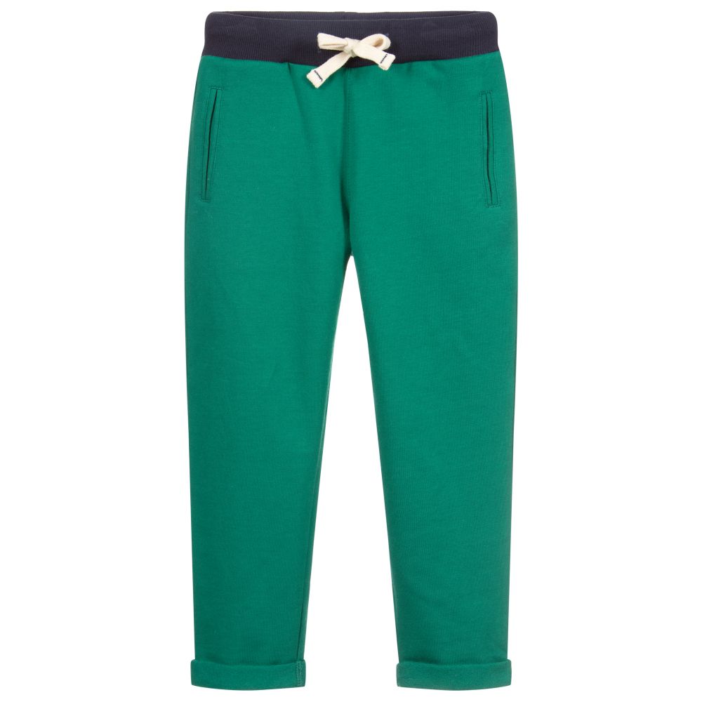 Boys Green Cotton Joggers
