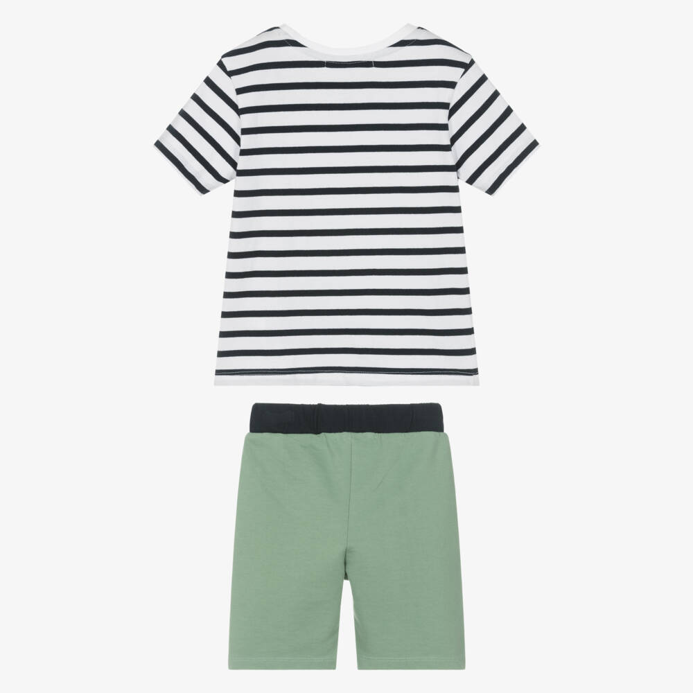 Week-end à la mer-Boys Green & Navy Stripe Outfit | Childrensalon Outlet