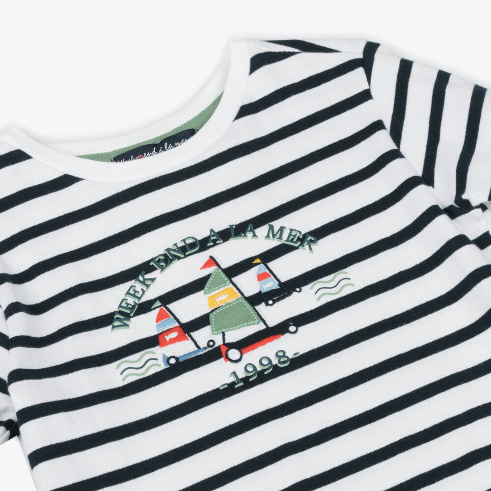 Week-end à la mer-Boys Green & Navy Stripe Outfit | Childrensalon Outlet
