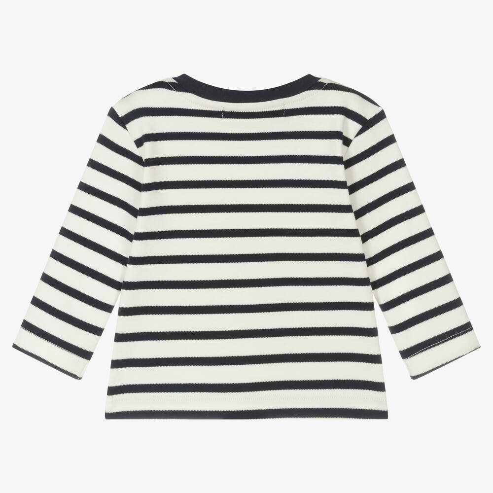 Week-end à la mer-توب قطن مقلم لون عاجي وكحلي للأولاد | Childrensalon Outlet