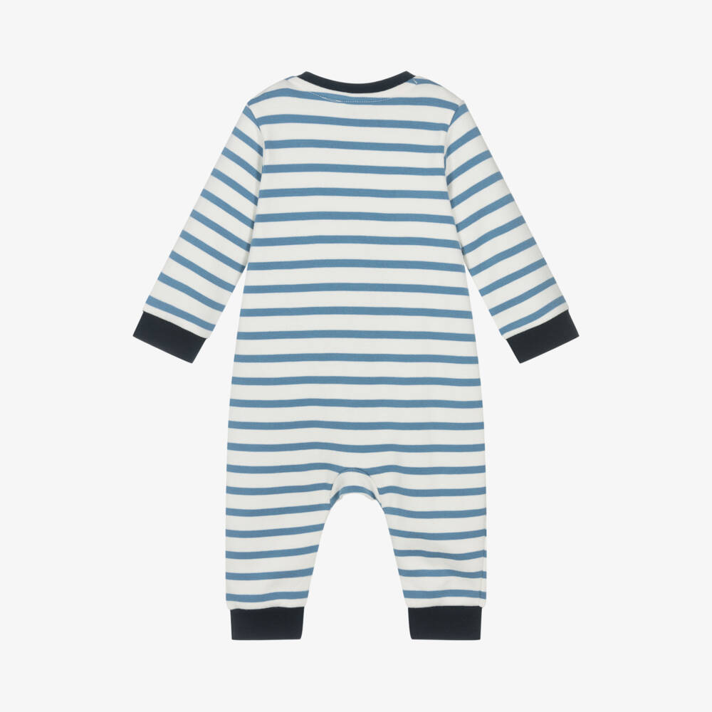 Week-end à la mer-Boys Ivory & Blue Cotton Babygrow | Childrensalon Outlet