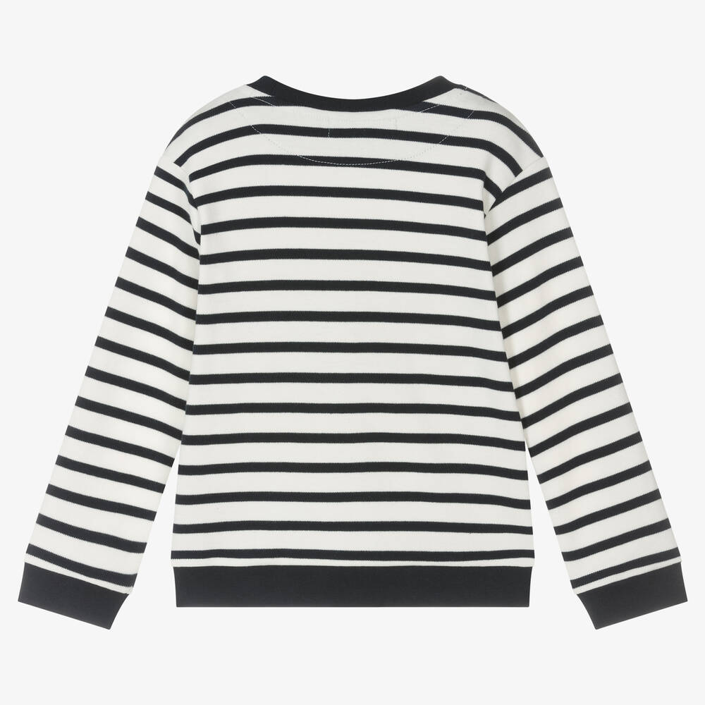 Week-end à la mer-Boys Ivory & Blue Cotton Sweatshirt | Childrensalon Outlet