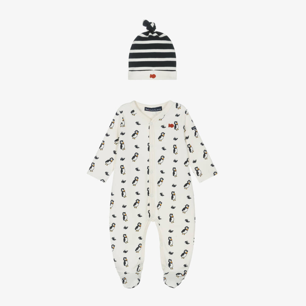 Week-end à la mer-Boys Ivory Toucan Babysuit Set | Childrensalon Outlet