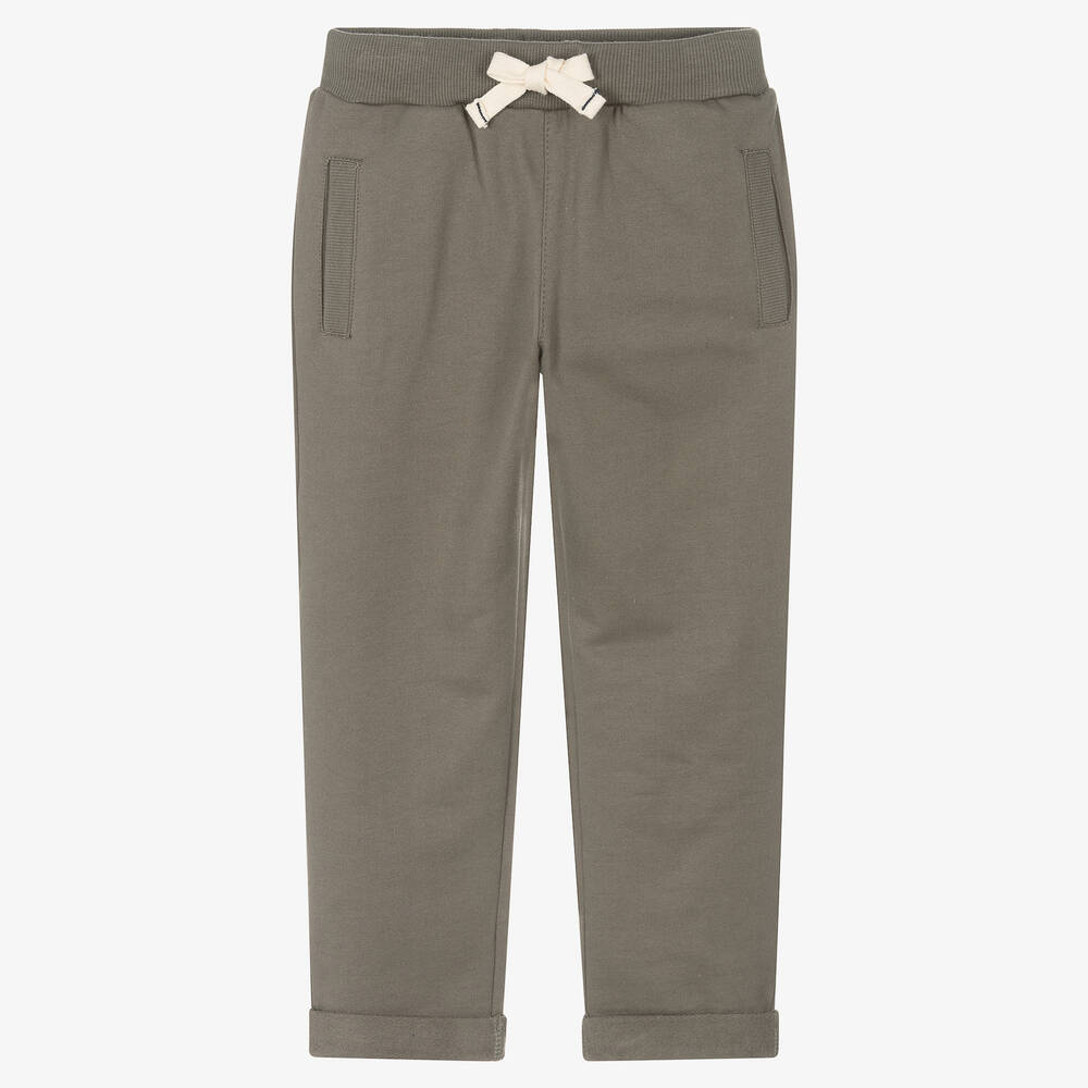 Week-end à la mer - Boys Khaki Green Cotton Joggers | Childrensalon