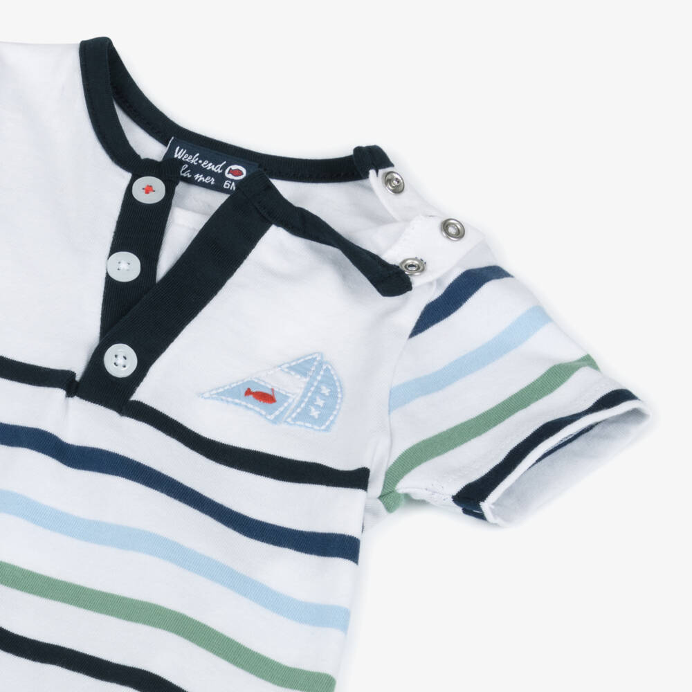 Week-end à la mer-Boys Nautical Cotton Stripe Shortie | Childrensalon Outlet