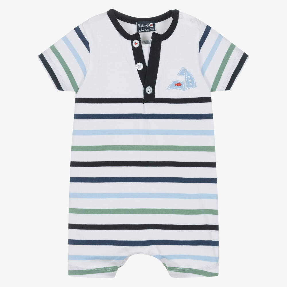 Week-end à la mer-Boys Nautical Cotton Stripe Shortie | Childrensalon Outlet