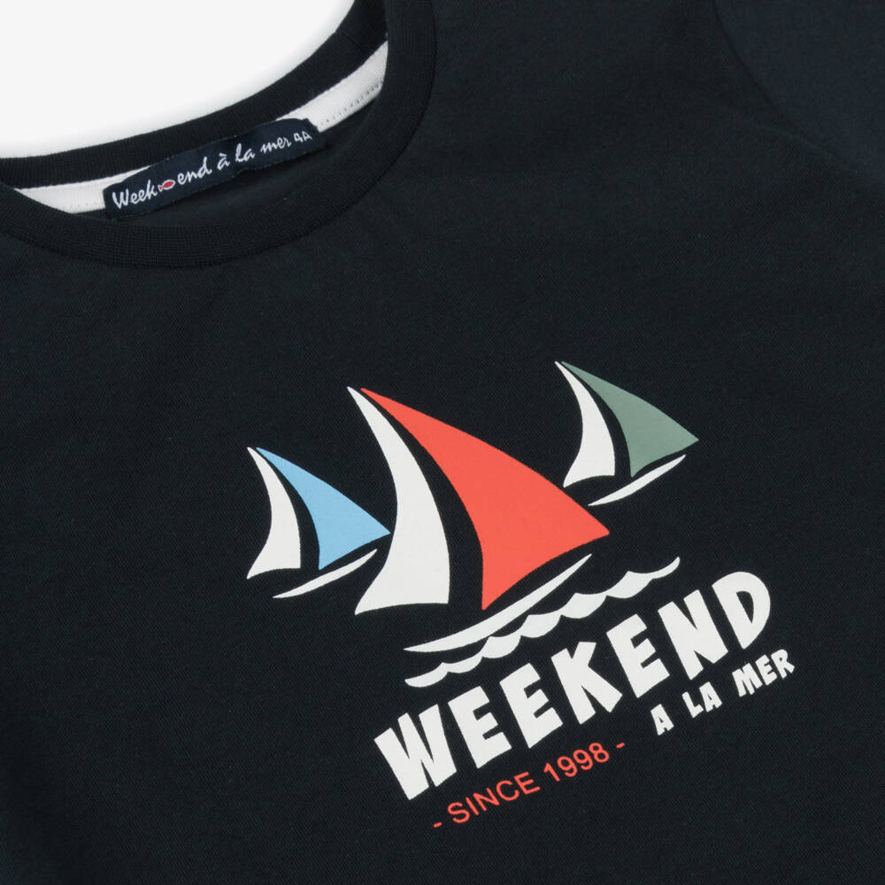 Week-end à la mer-Boys Nautical Navy Cotton Tee | Childrensalon Outlet