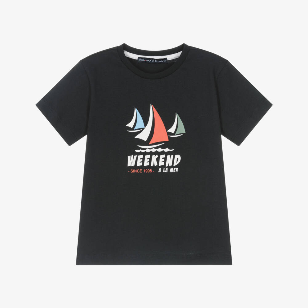 Week-end à la mer-Boys Nautical Navy Cotton Tee | Childrensalon Outlet