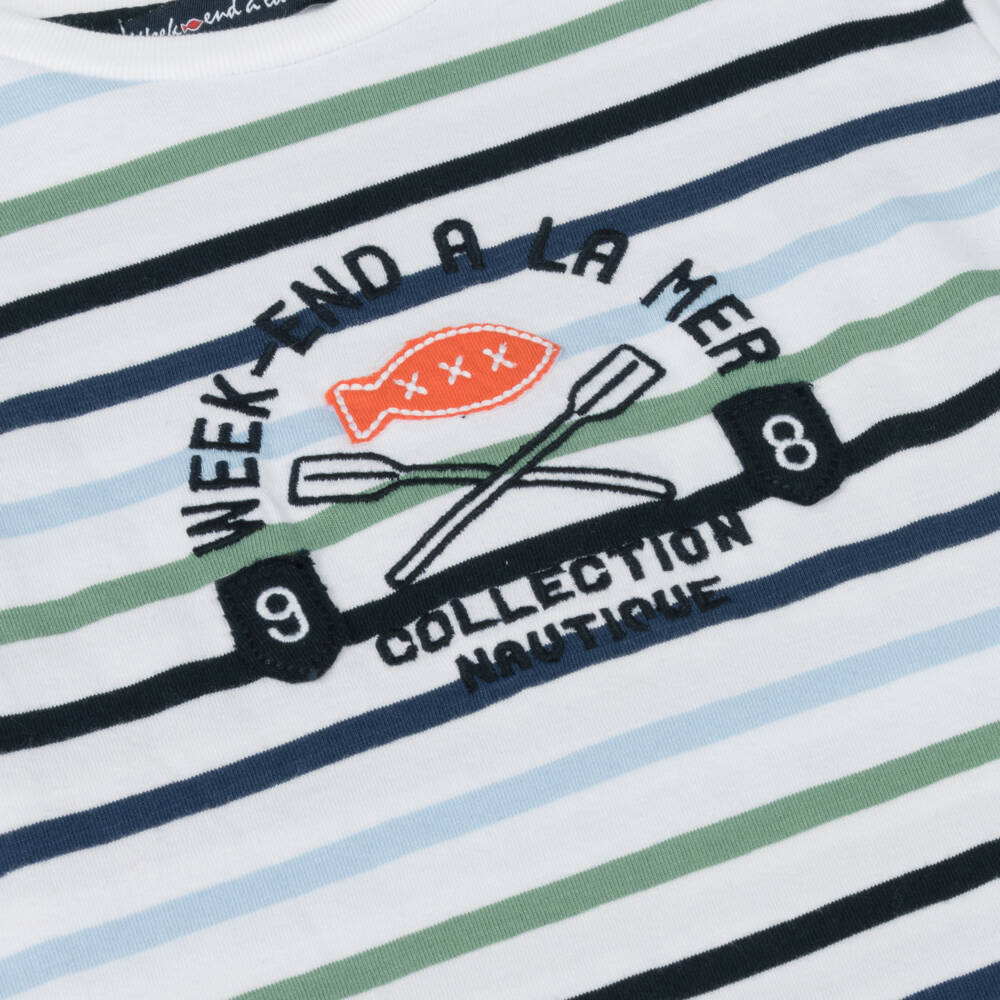 Week-end à la mer-Boys Nautical Stripe Cotton Tee | Childrensalon Outlet