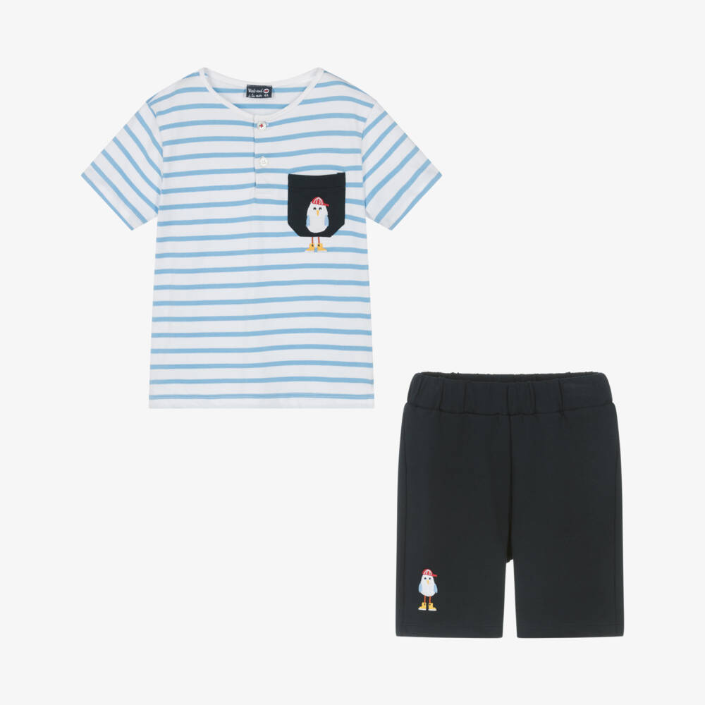 Week-end à la mer-Boys Nautical Stripe Tee & Shorts Ensemble | Childrensalon Outlet