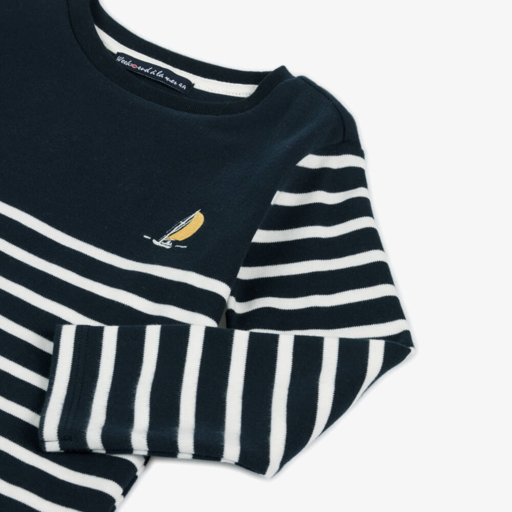 Week-end à la mer-Boys Nautical Striped Cotton Shirt | Childrensalon Outlet