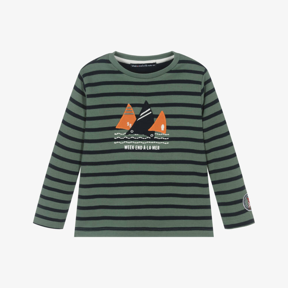 Week-end à la mer-Boys Nautical Striped Cotton Top | Childrensalon Outlet