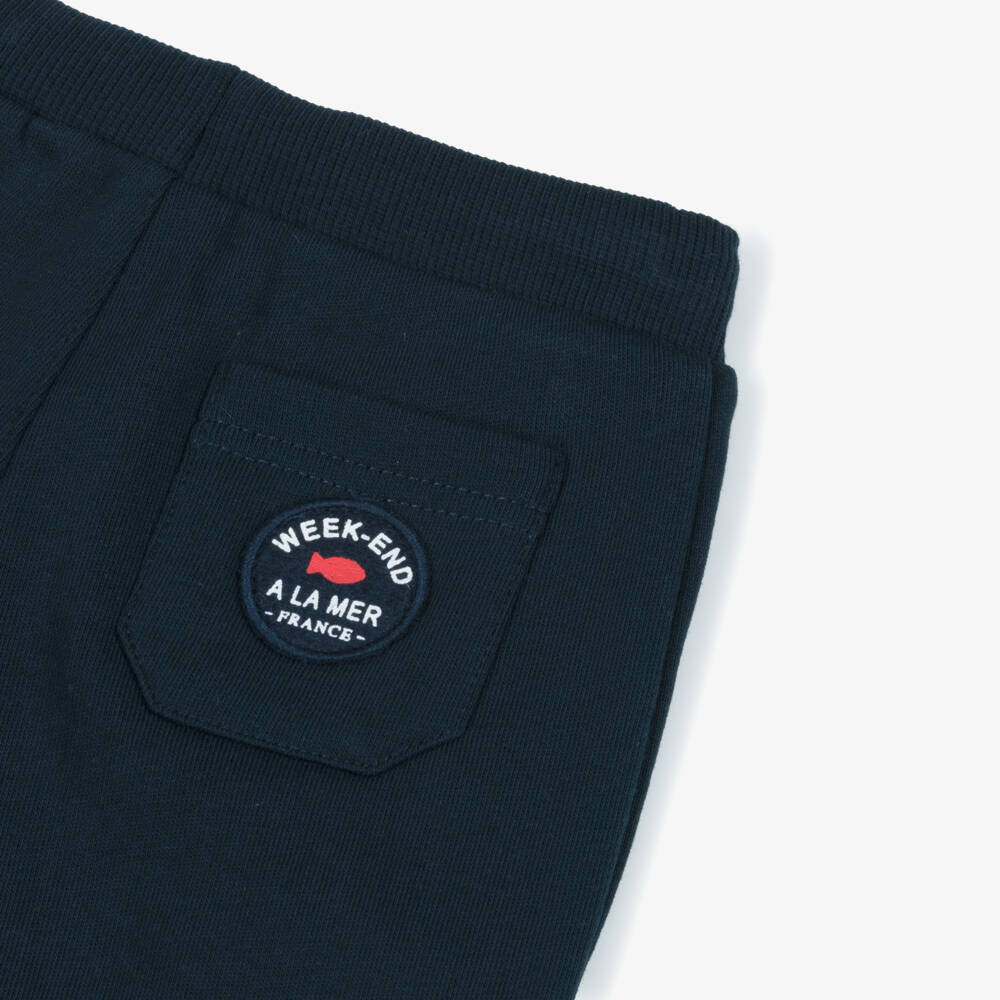 Week-end à la mer-Boys Navy Blue Cotton Drawstring Joggers | Childrensalon Outlet