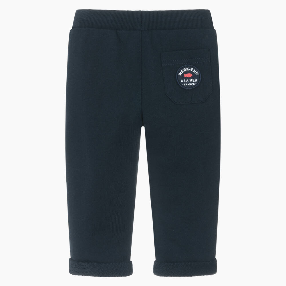 Week-end à la mer-Boys Navy Blue Cotton Drawstring Joggers | Childrensalon Outlet