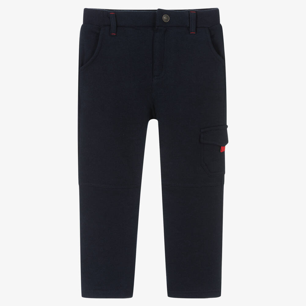 Week-end à la mer - Boys Navy Blue Cotton Joggers | Childrensalon