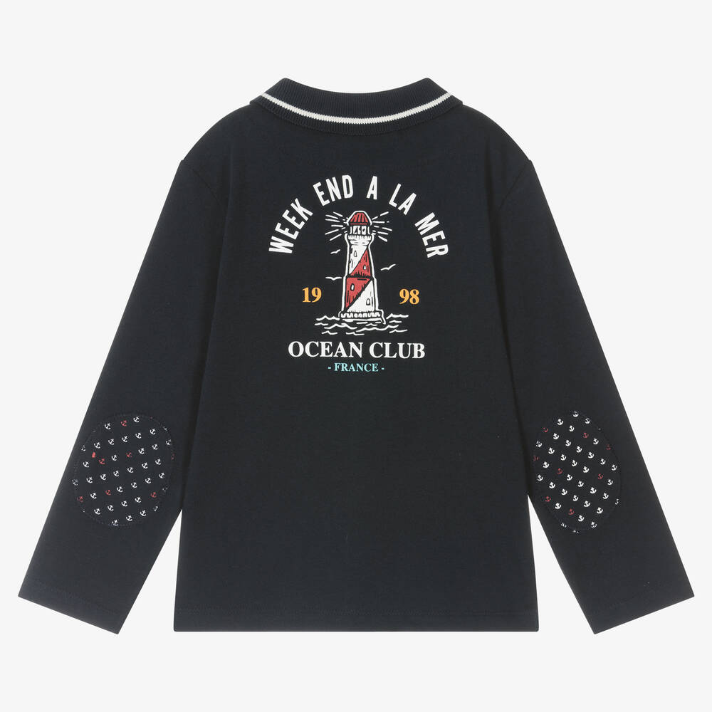 Week-end à la mer-Синяя рубашка поло из хлопка | Childrensalon Outlet