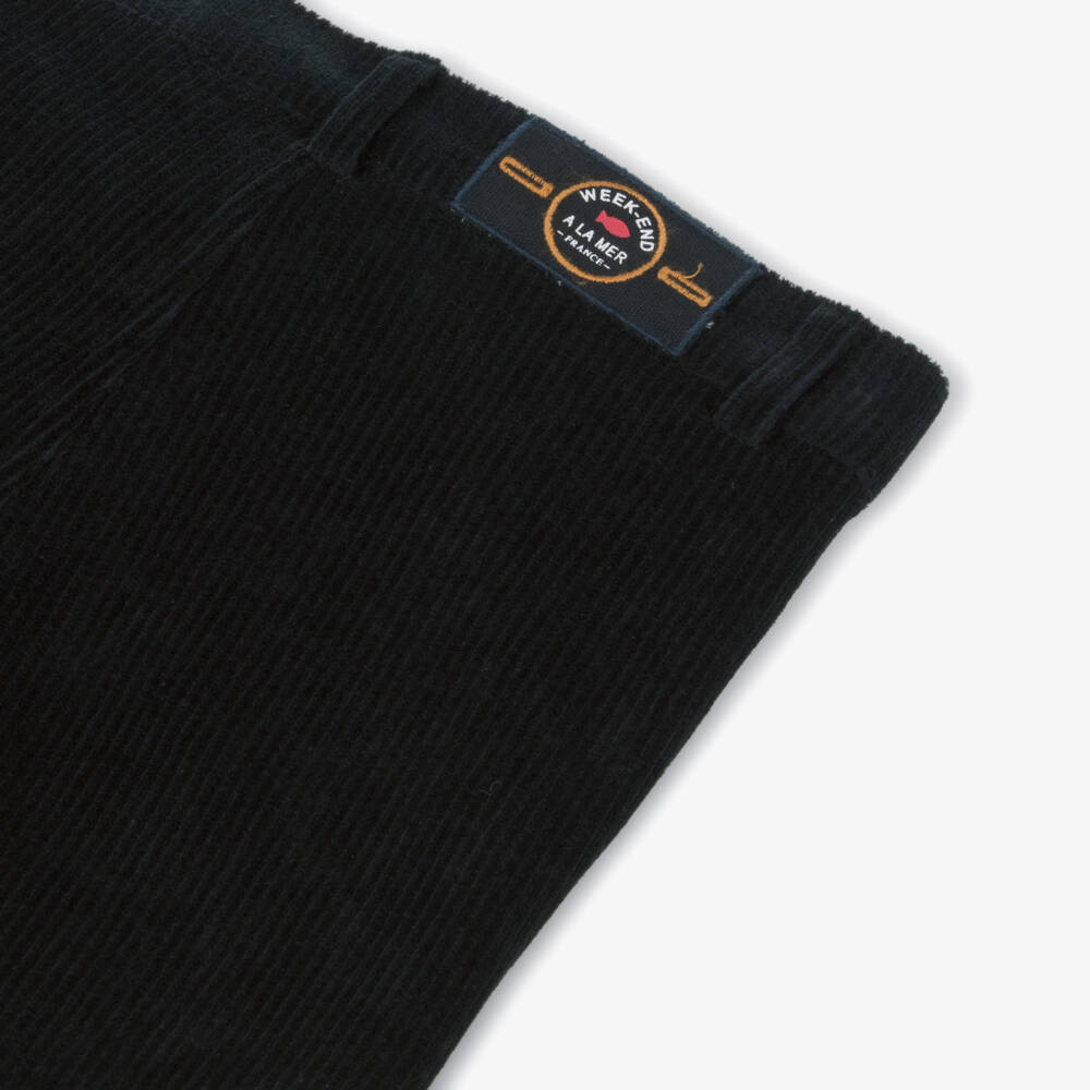 Week-end à la mer-Boys Navy Blue Velour-Corduroy Trousers | Childrensalon Outlet