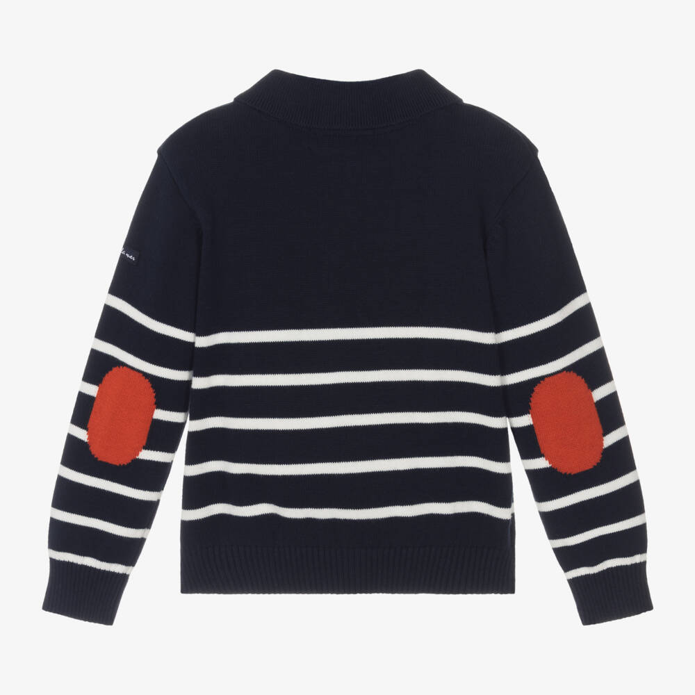 Week-end à la mer-Boys Navy Cotton Striped Jumper | Childrensalon Outlet