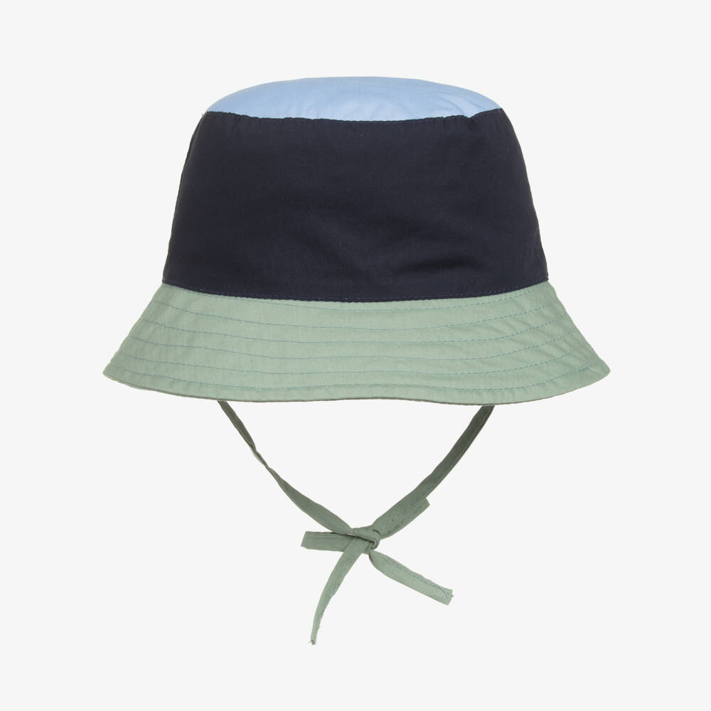 Week-end à la mer-Boys' Navy & Green Cotton Hat | Childrensalon Outlet