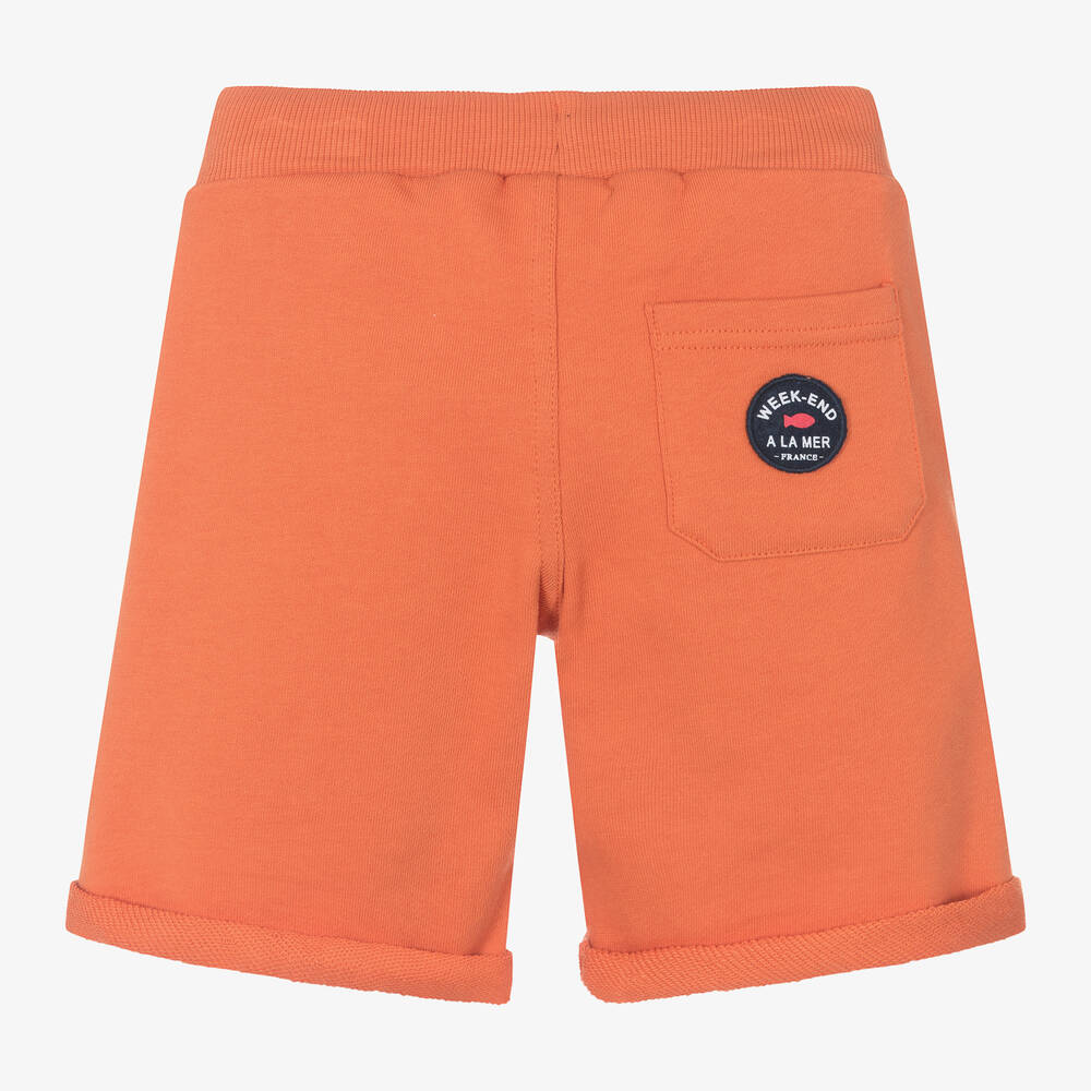 Week-end à la mer-Boys Orange Cotton Jersey Shorts | Childrensalon Outlet