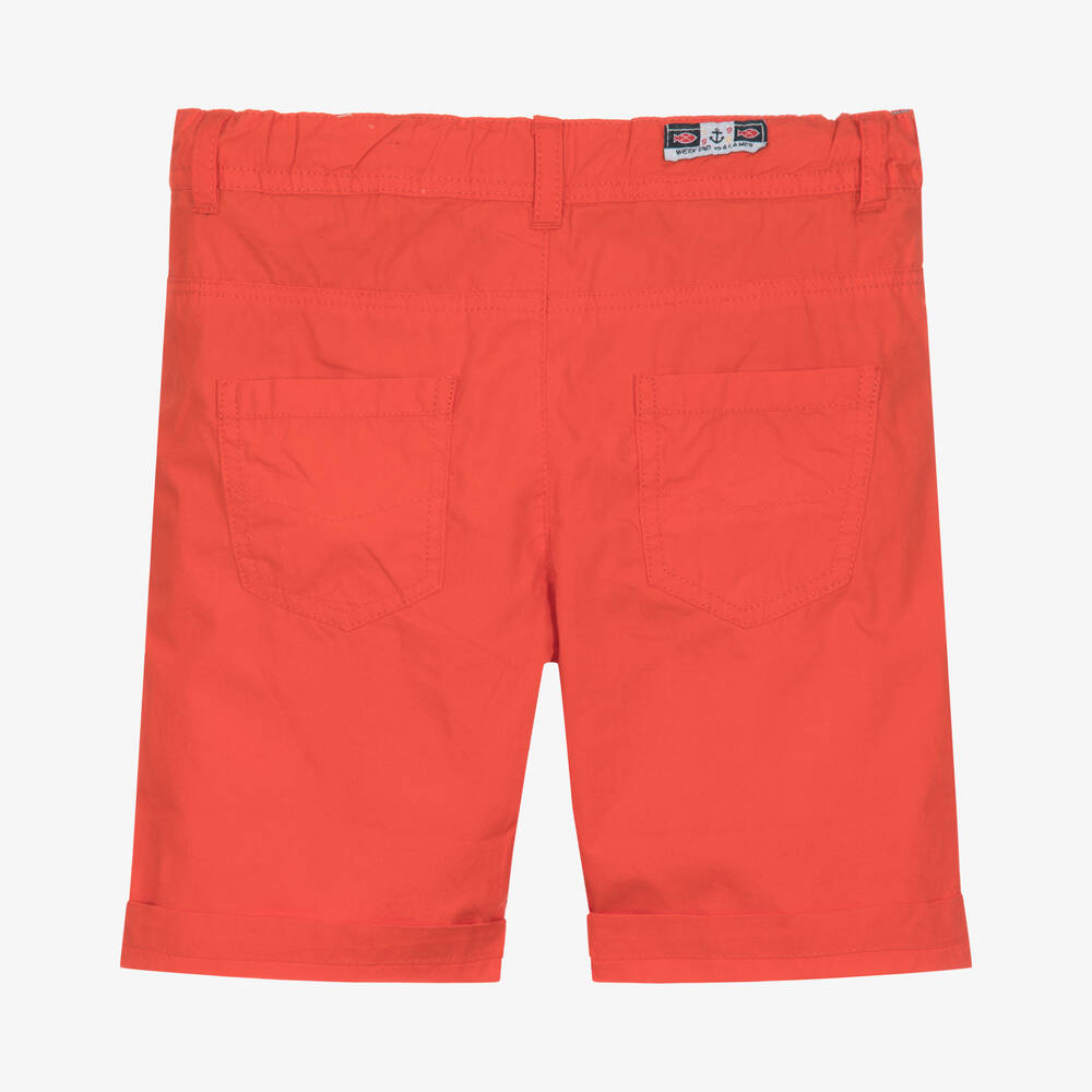 Week-end à la mer-Boys Orange Cotton Shorts | Childrensalon Outlet
