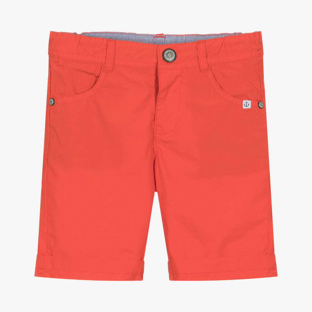 Week-end à la mer-Boys Orange Cotton Shorts | Childrensalon Outlet