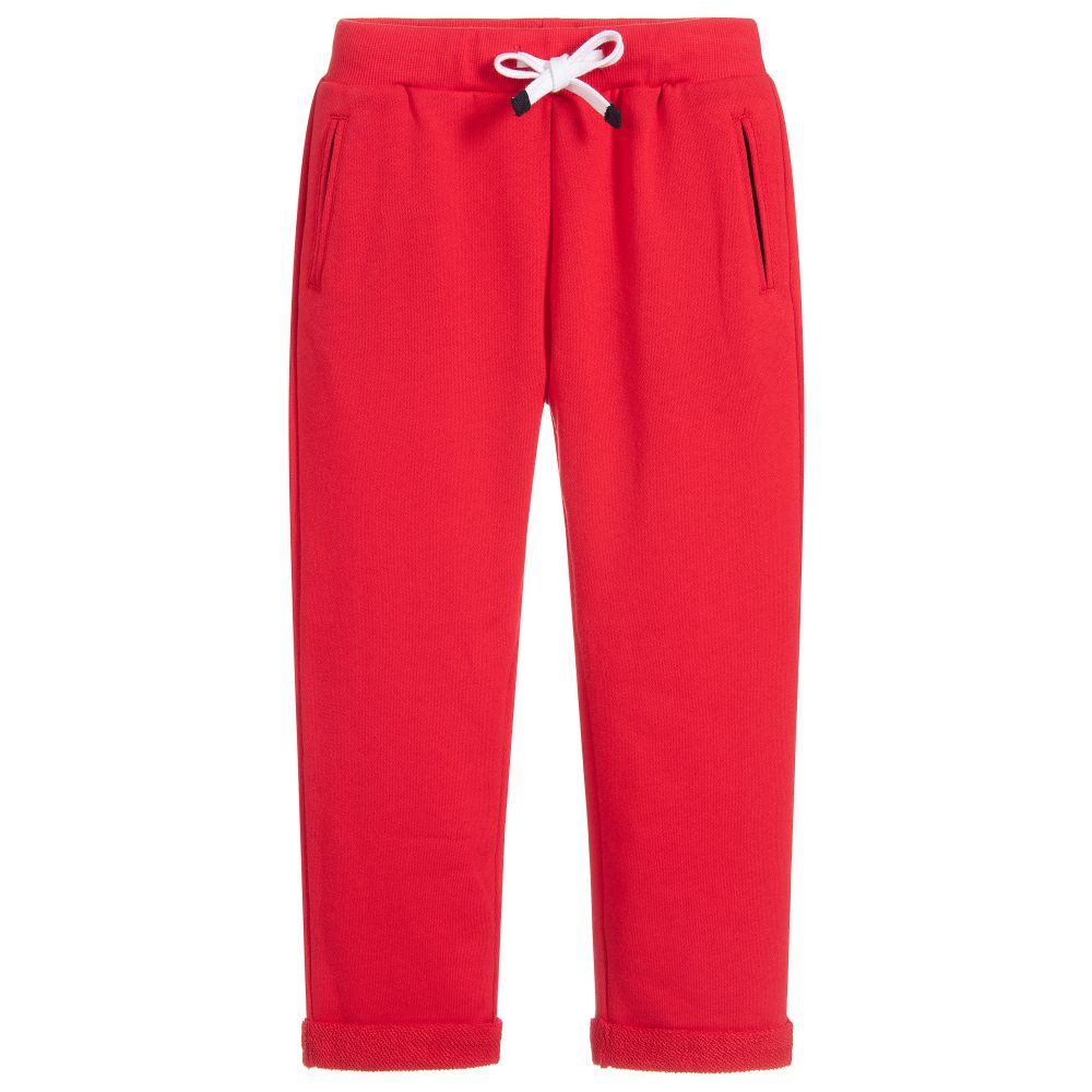 red cotton joggers
