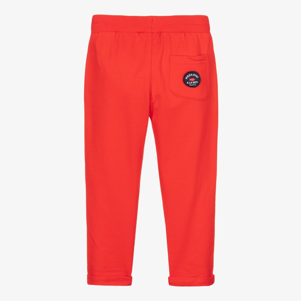 Week-end à la mer-Boys Red Cotton Joggers | Childrensalon Outlet