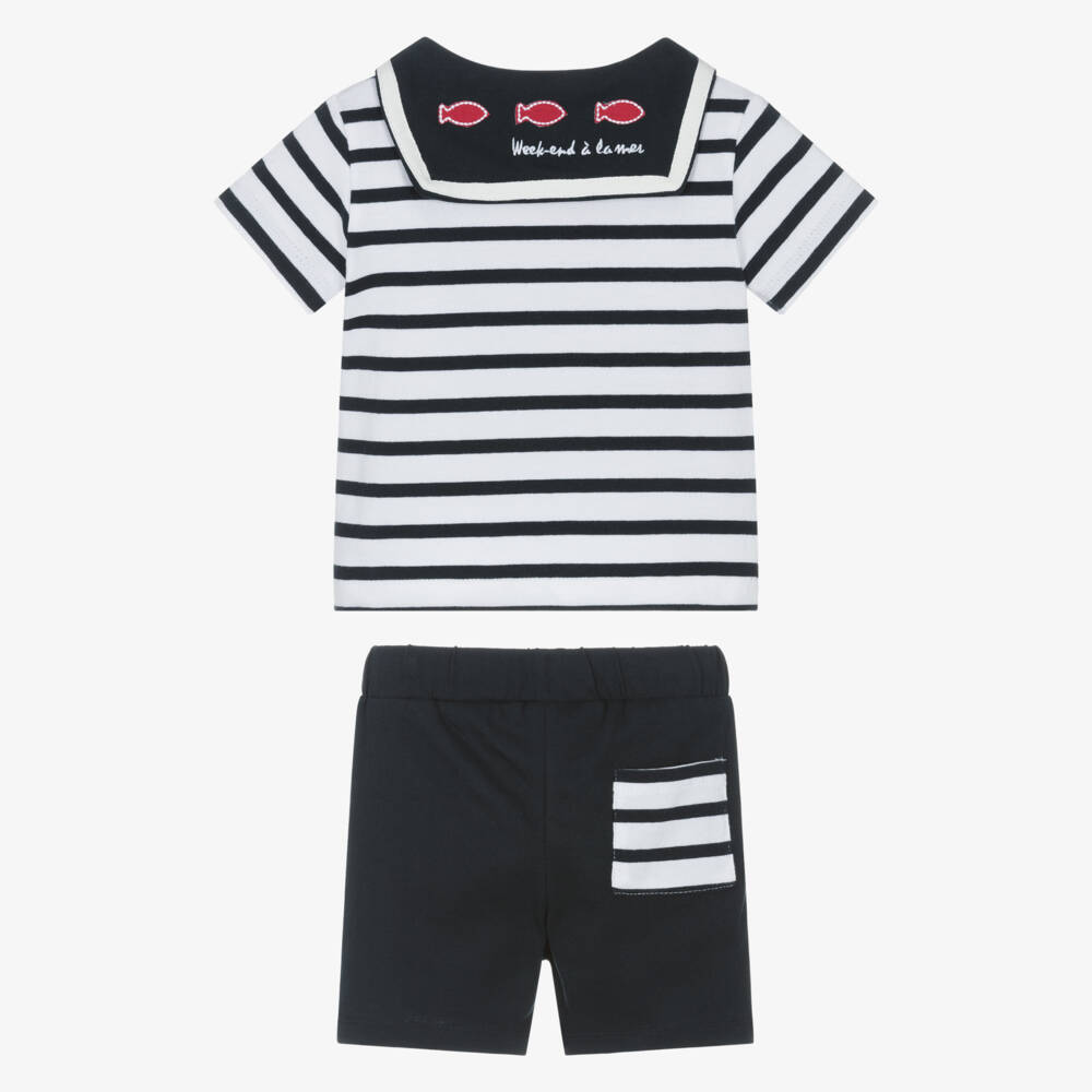 Week-end à la mer-Boys Striped Cotton Sailor Ensemble | Childrensalon Outlet
