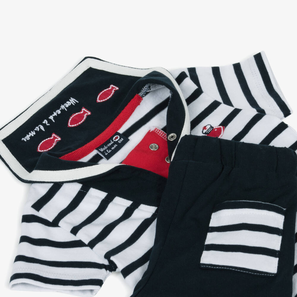 Week-end à la mer-Boys Striped Cotton Sailor Ensemble | Childrensalon Outlet