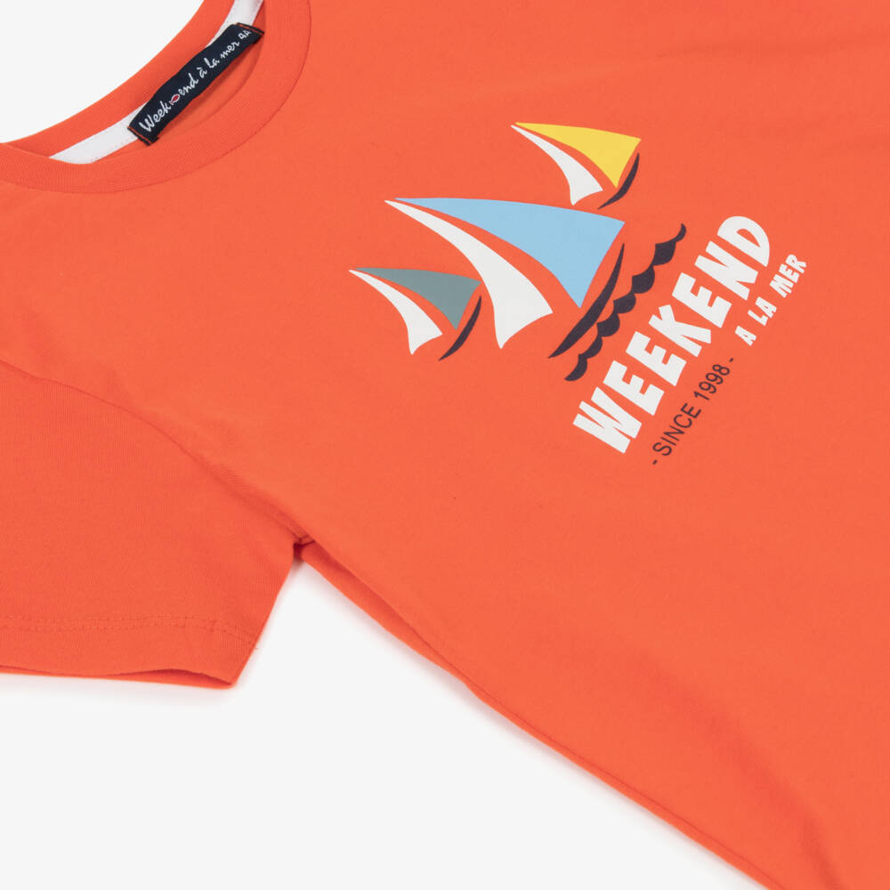 Week-end à la mer-تيشيرت للأولاد بطبعة قوارب شراعية زاهية | Childrensalon Outlet