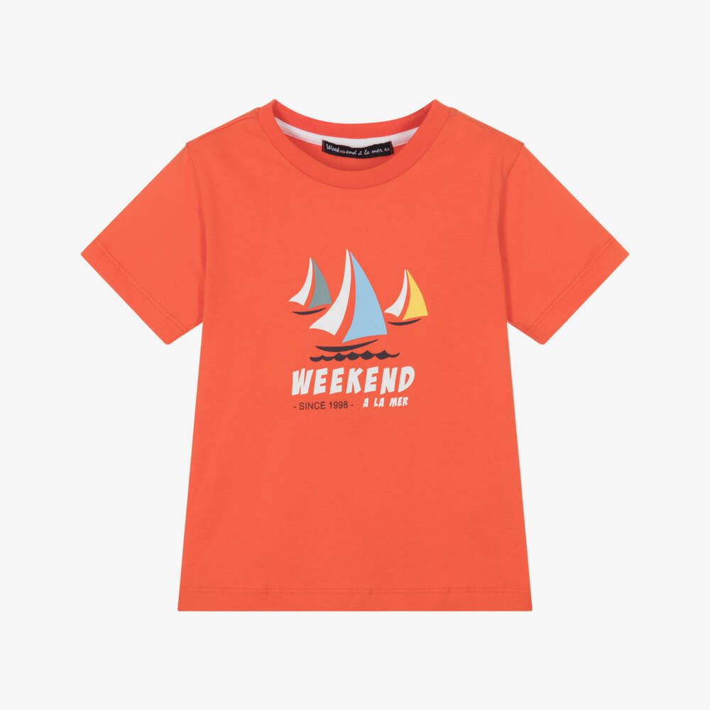 Week-end à la mer-تيشيرت للأولاد بطبعة قوارب شراعية زاهية | Childrensalon Outlet