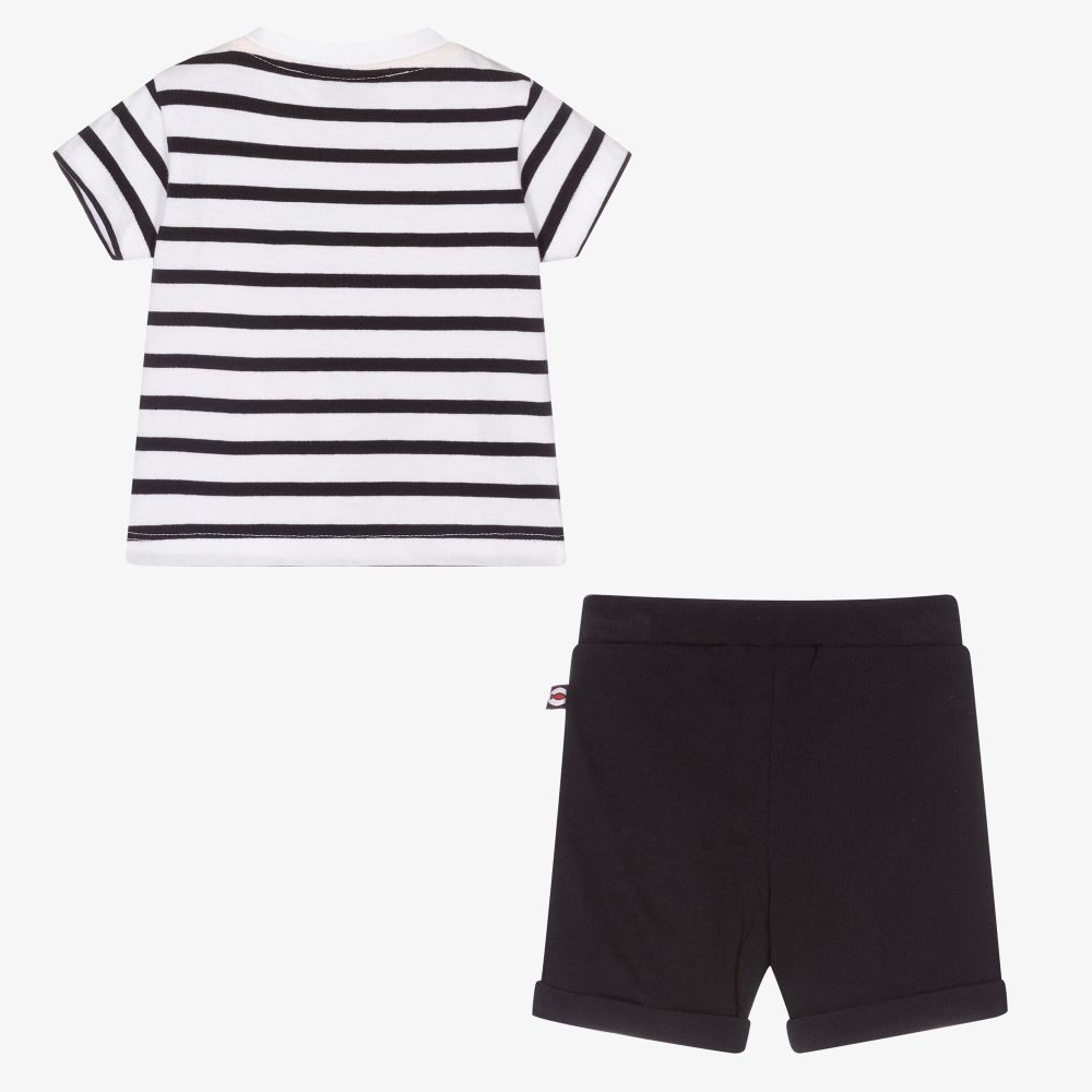 Week-end à la mer-طقم شورت أطفال ولادي قطن لون أبيض وكحلي | Childrensalon Outlet