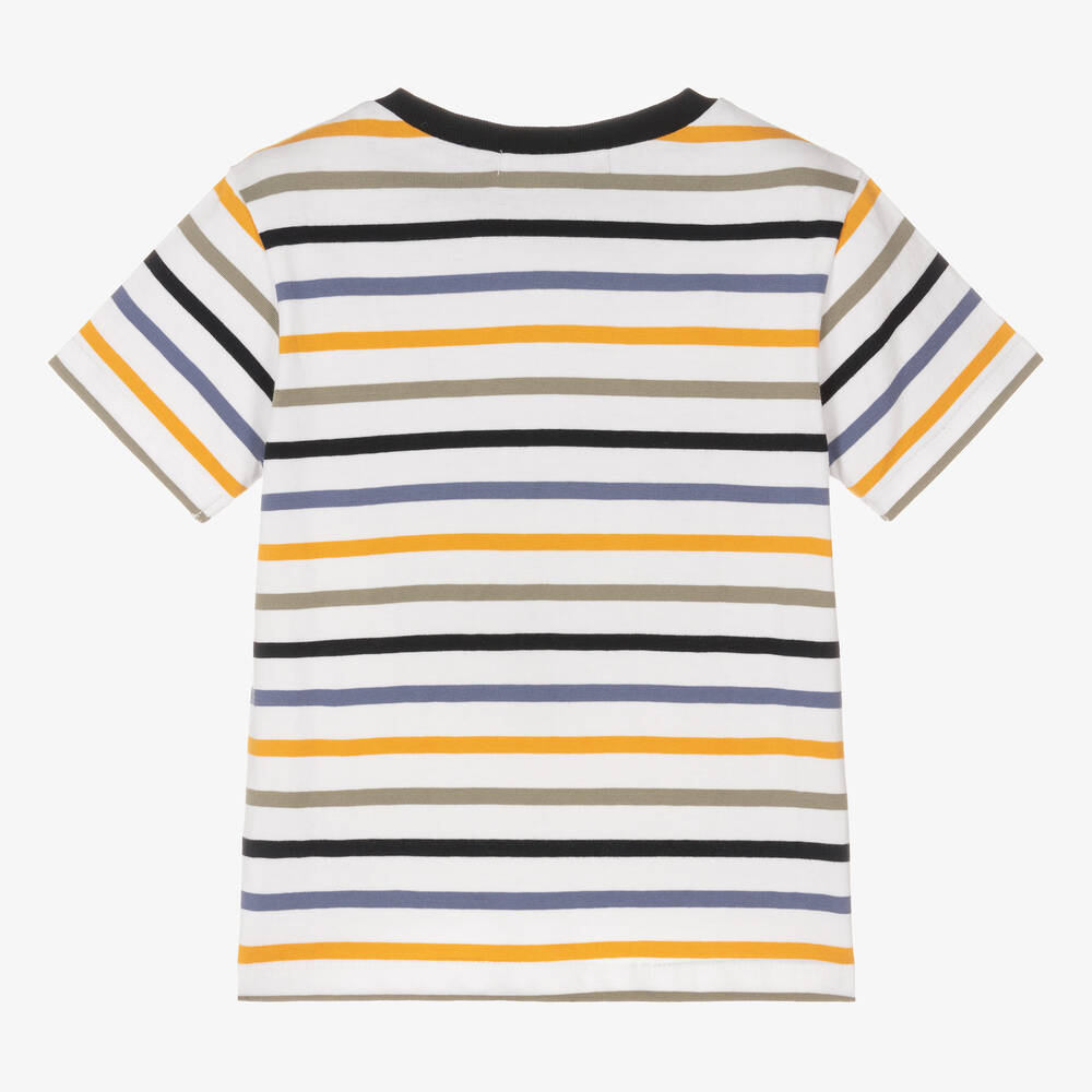 Week-end à la mer-تيشيرت قطن مقلم لون أبيض للأولاد | Childrensalon Outlet
